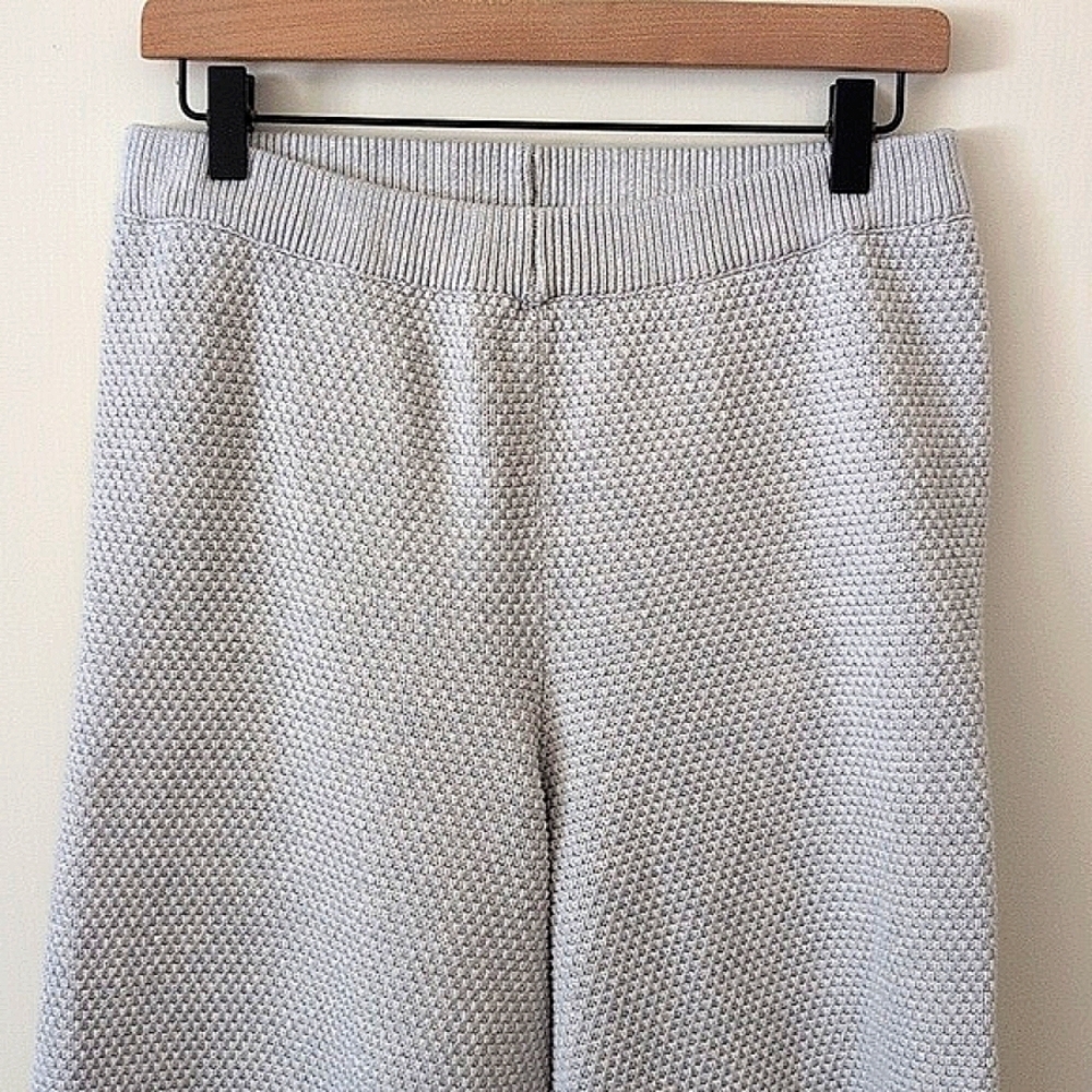 FP Beach Womens Med Textured Wide Leg Cropped Pull On Pants Gray Cottage Coastal - Picture 3 of 7